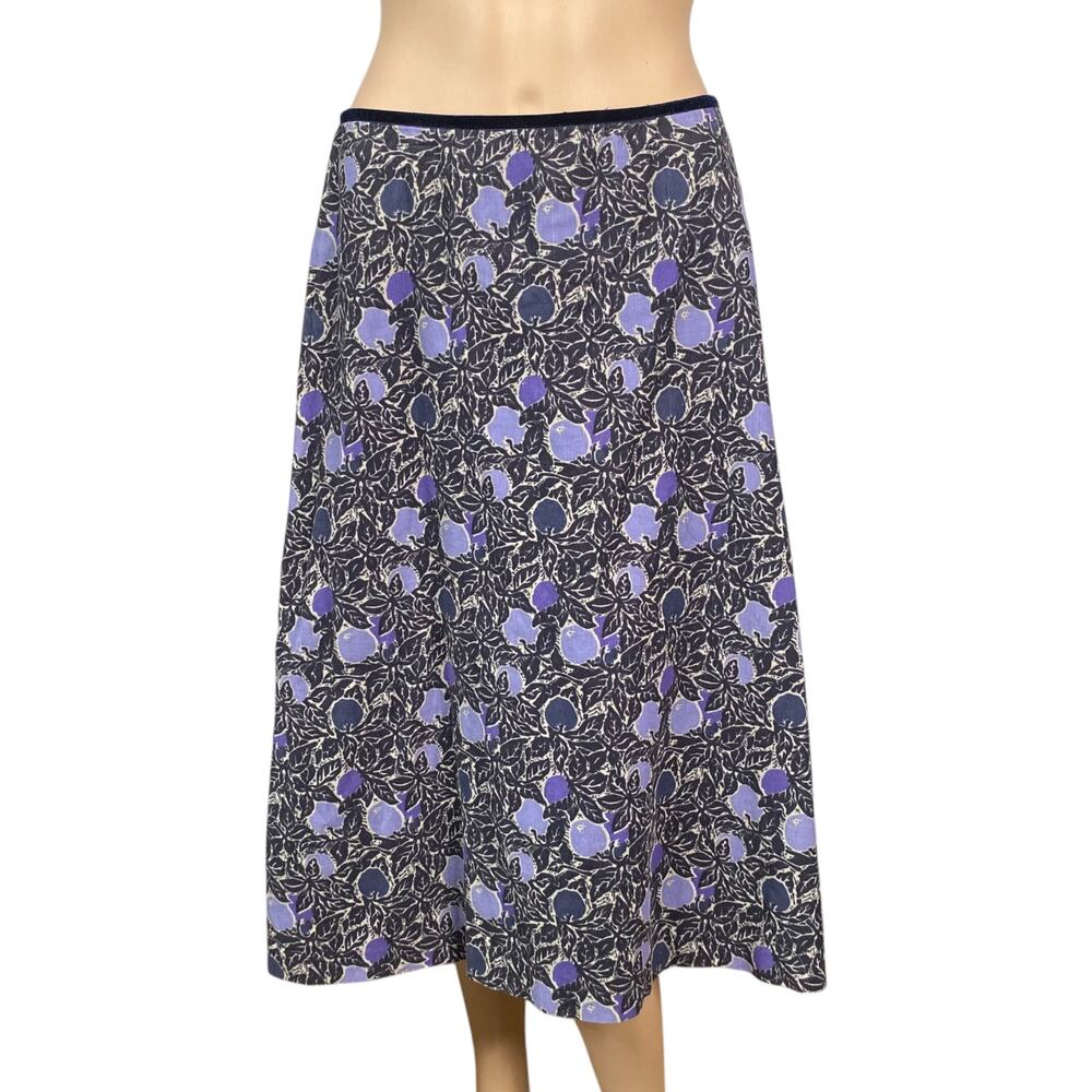 Seasalt Cornwall US 6 Apple Print Cotton Corduroy Velvet Trim Midi Dress UK 10